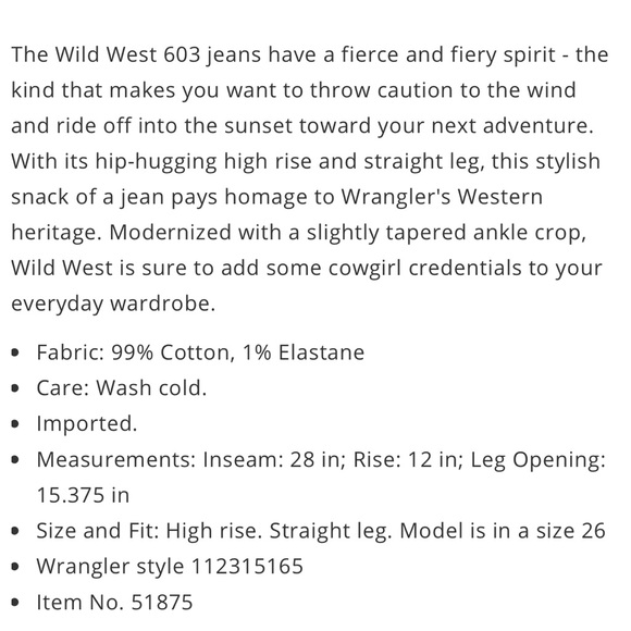 Wrangler 12 31 Wild West high rise straight NWT light vintage rodeo cowgirl - Picture 7 of 7